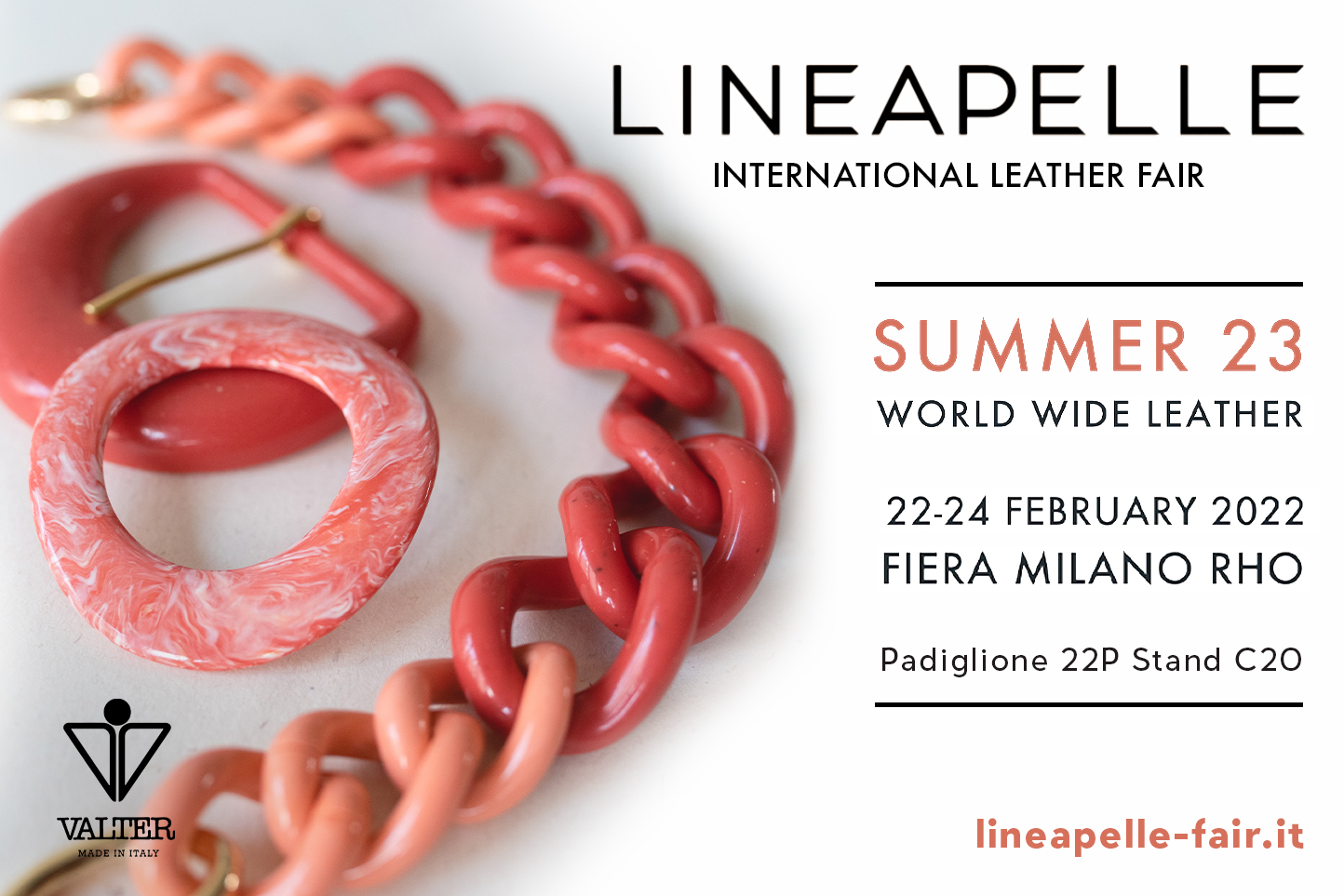 Invito fiera Lineapelle Milano febbraio 2022